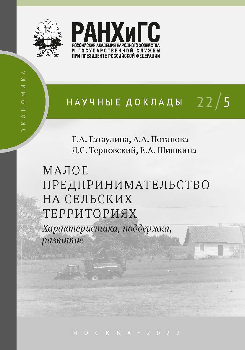 Малое предпринимательство на сельских территориях: характеристика, поддержка, развитие — (Научные доклады: экономика) ISBN 978-5-85006-407-5